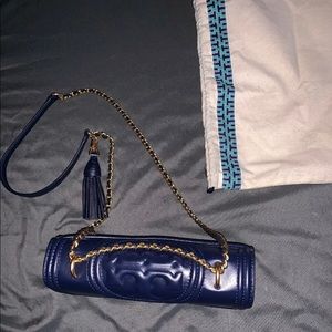 Tory Burch Fleming shoulder bag sml navy w/duster